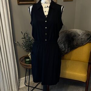 Black sleeveless silky, pullover dress. Size 12